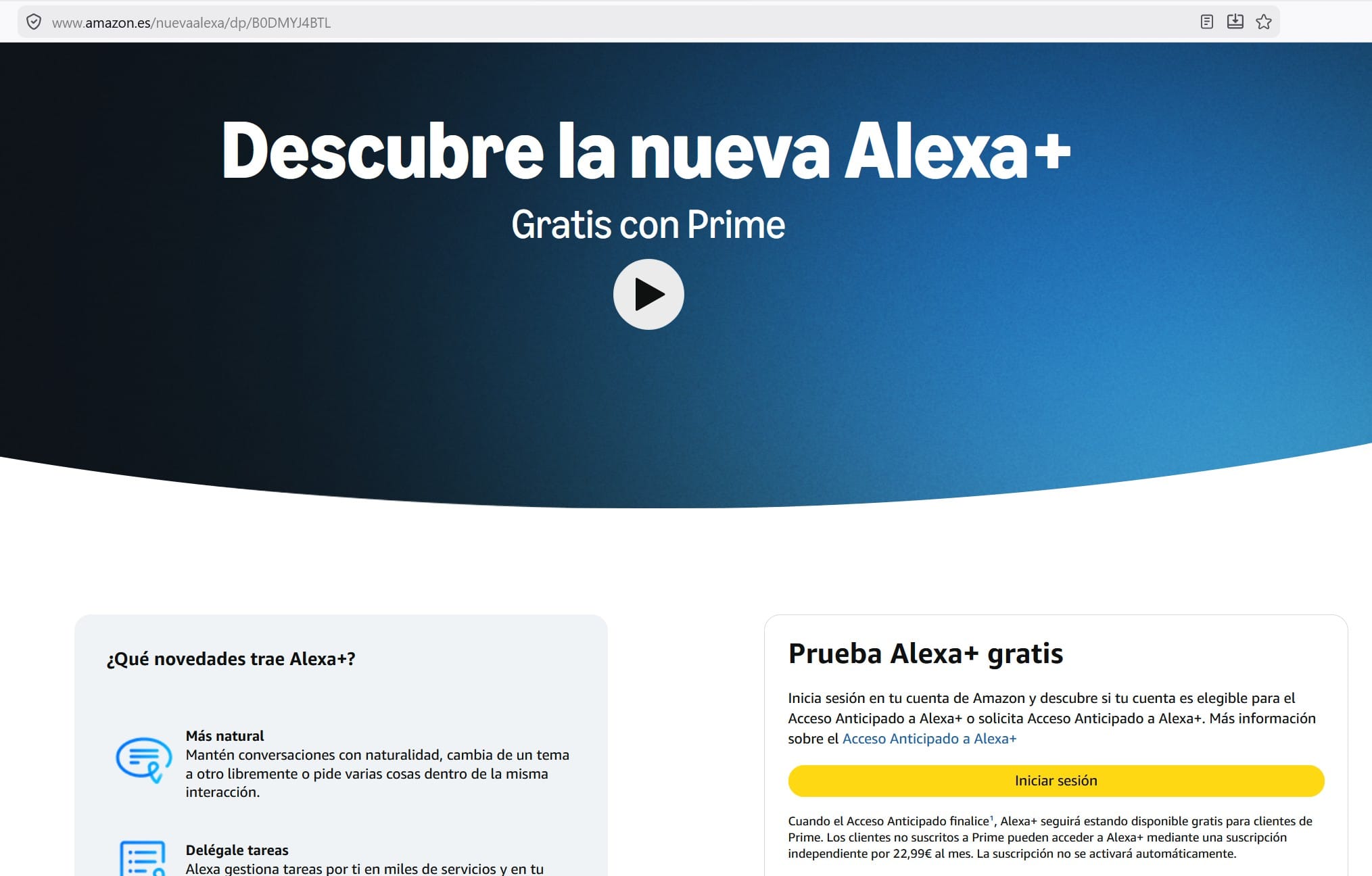 Solicitud acceso Alexa+ desde web de Amazon Solicitud acceso Alexa+ desde web de Amazon