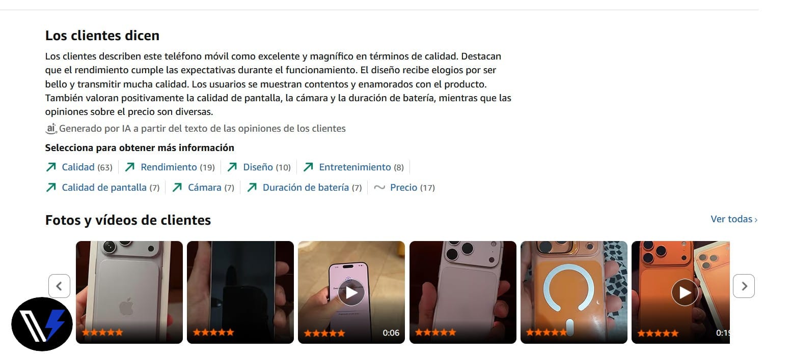 Resumen de reseñas de clientes con IA en Amazon Resumen de reseñas de clientes generado con inteligencia artificial en Amazon